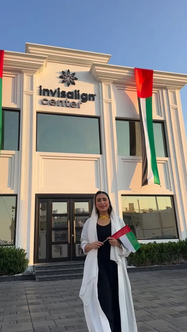 Dr Amna Ali outside Invisalign Center, Jumeirah, during the UAE National Day celebrations
