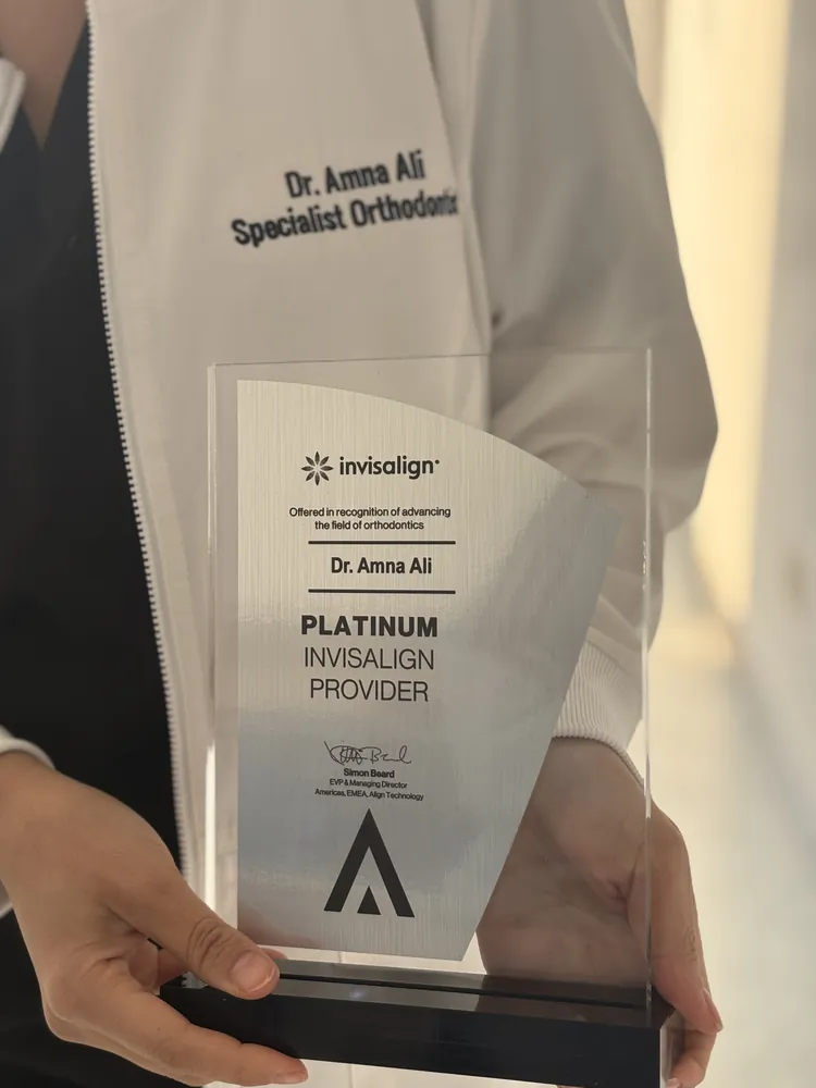 Invisalign Platinum Provider award presented to Dr Amna Ali