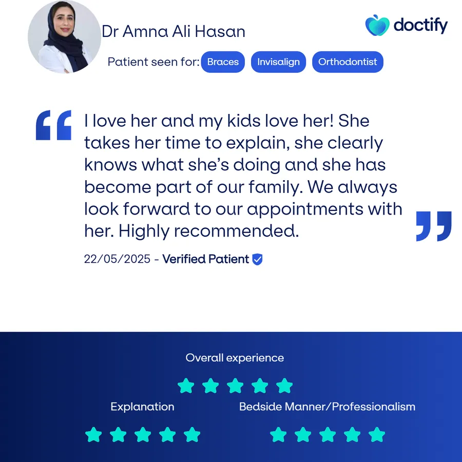 Verified Doctify review, 22 May 2025: I love her and my kids love her. She takes her time to explain, she clearly knows what she is doing and she has become part of our family. Highly recommended.